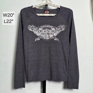 Harley-Davidson Women's Top XL Long Sleeve Myrtle Beach SC Glitter Wing Raglan